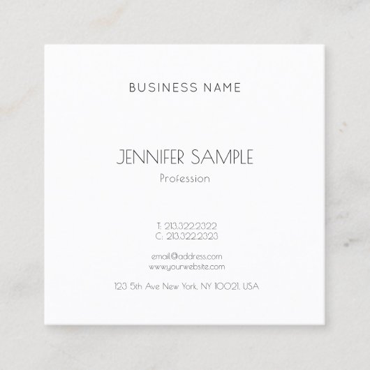 Modernes, elegantes und einfaches Design Luxus Quadratische Visitenkarte (Vorderseite)