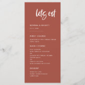 Modernes, elegantes verbranntes Backstein essen wi Menükarte (Vorderseite)