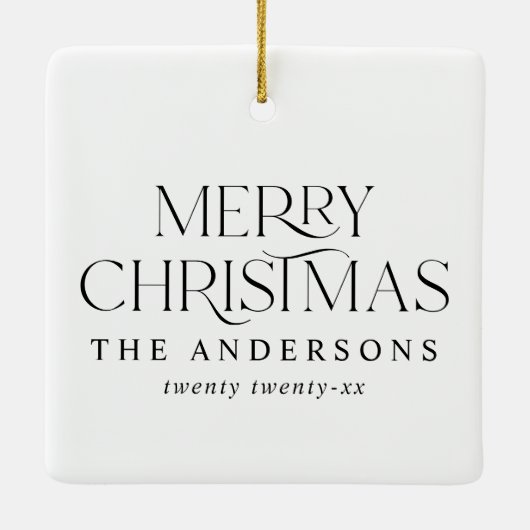 Modernes, elegantes Vintages Foto Weihnachten Keramikornament (Rückseite)