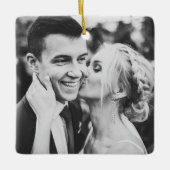 Modernes, elegantes Vintages Foto Weihnachten Rot Keramikornament (Vorderseite)