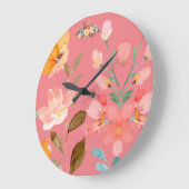 Modernes Elegantes Wasserfarben Rosa Große Wanduhr (Winkel)