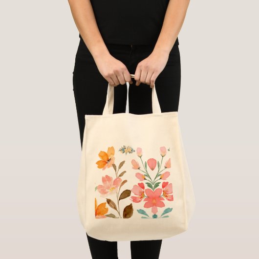 Modernes Elegantes Wasserfarben Rosa Tragetasche (Vorderseite (Produkt))
