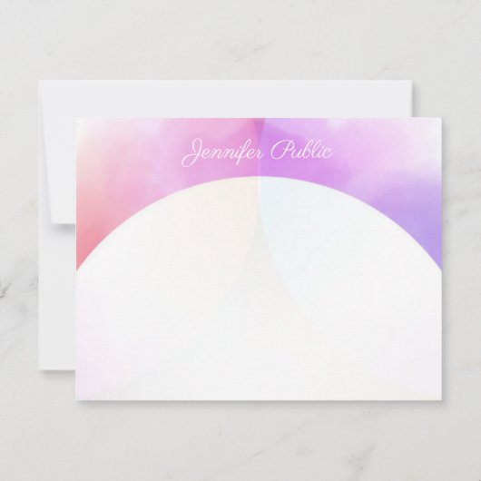 Modernes, elegantes Watercolor Template Script Mon Mitteilungskarte (Rückseite)