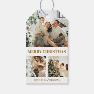 Modernes Elegantes Weihnachtsfamilien Foto Gold Geschenkanhänger