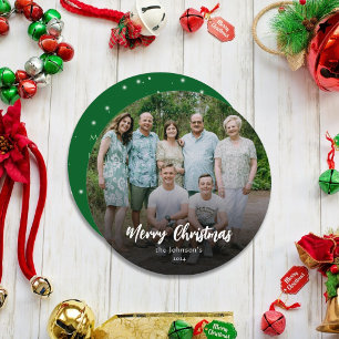 Modernes Elegantes Weihnachtsfamilien Foto & Name Feiertagskarte