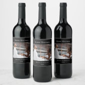 Modernes Elegantes Weihnachtsfest Foto Minimalisti Weinetikett (Flaschen)