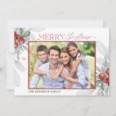 Modernes Elegantes Weihnachtsgrün Foto Feiertagskarte (Vorderseite)