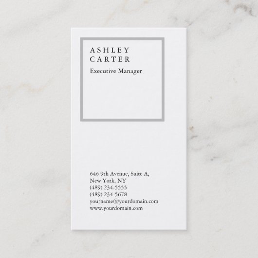 Modernes, elegantes Weiß beruflich Visitenkarte (Vorderseite)