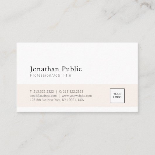 Modernes, elegantes weißes Design hinzufügen Visitenkarte (Vorderseite)