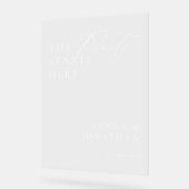 Modernes, elegantes, weißes Hochzeitsakryllisches Acrylschild (Winkel)