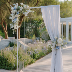 Modernes, elegantes, weißes Hochzeitsakryllisches Acrylschild