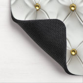 Modernes, elegantes weißes Leder Tufted Gold Mousepad (Ecke)
