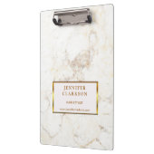 Modernes, elegantes weißes Marmor beruflich Klemmbrett (Links)