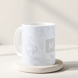 Modernes, elegantes, weißes Marmormonogramm Kaffeetasse