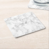 modernes, elegantes weißes und schwarzes Marmor Rechteckiger Pappuntersetzer (angewinkelt)