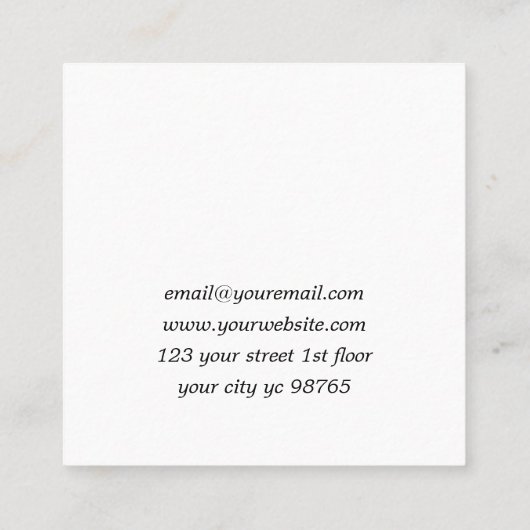 Modernes, elegantes weißtürkisfarbenes, türkisfarb quadratische visitenkarte (Rückseite)