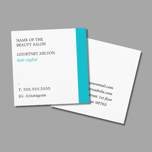 Modernes, elegantes weißtürkisfarbenes, türkisfarb quadratische visitenkarte