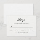Modernes elegantes White Black Wedding RSVP Karte (Vorne/Hinten)