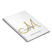 Modernes, elegantes White Gold White Script Monogr Notizblock (Rechte Seite)