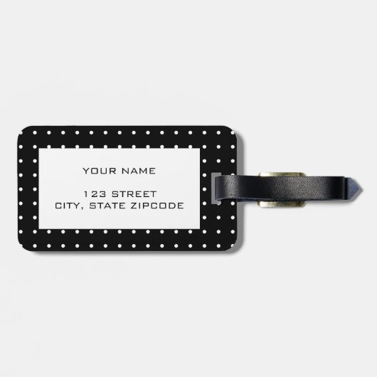 Modernes, elegantes White Polka Dot Muster Individ Gepäckanhänger (Rückseite horizontal)