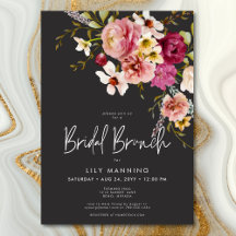 Modernes Elegantes Wiese Blumenflora Black Bridal