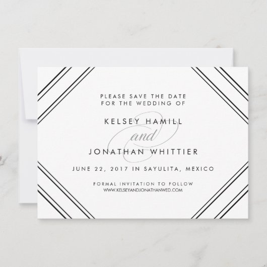 Modernes Elegantes zweiseitiges Foto Save the Date Einladung (Vorderseite)