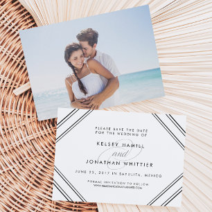 Modernes Elegantes zweiseitiges Foto Save the Date Einladung