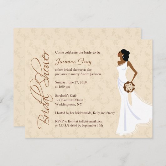 Modernes Eleganz-Champagne-Brautparty Einladung (Vorne/Hinten)