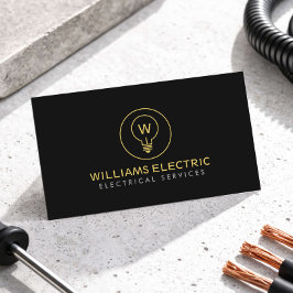 Modernes Elektriker-Logo-Monogramm Schwarz Visitenkarte