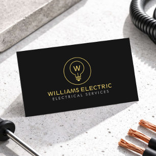 Modernes Elektriker-Logo-Monogramm Schwarz Visitenkarte