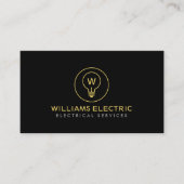 Modernes Elektriker-Logo-Monogramm Schwarz Visitenkarte (Vorderseite)