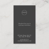 MODERNES ELEKTRIZISCHES LOGO AUF DK GRAY VISITENKARTE (Rückseite)