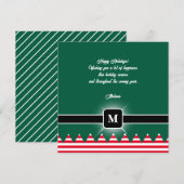 Modernes Elf Pine Green Holiday Monogram Feiertagskarte (Vorne/Hinten)