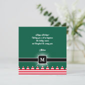 Modernes Elf Pine Green Holiday Monogram Feiertagskarte (Stehend Vorderseite)