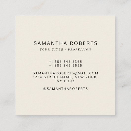 Modernes Elfenbein einfach hinzufügen Ihr Logo Quadratische Visitenkarte (Rückseite)