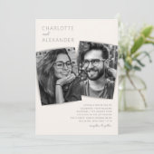 Modernes Elfenbein-Foto - Einladung zur Hochzeit (Stehend Vorderseite)