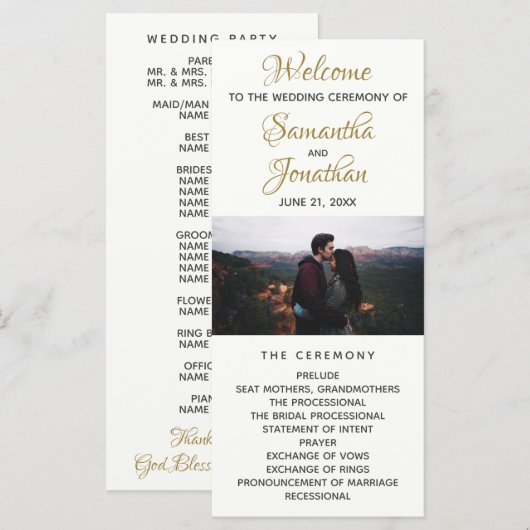 Modernes Elfenbein-Hochzeitsprogramm - kundenspezi Programm (Vorne/Hinten)