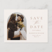 Modernes ElfenbeinFoto Save the Date Postkarte (Vorderseite)