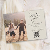 Modernes Elfenbeinkalligrafie-Foto QR-Code Save The Date