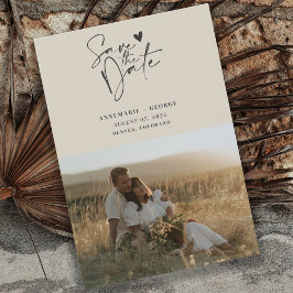 Modernes Elfenbeinkalligrafie-Script-Foto Save The Date