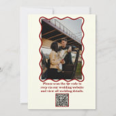 Modernes Elfenbeinkühnes Retro Funky Foto Einzigar Einladung (Rückseite)