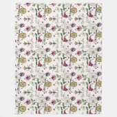 Modernes Elfenbeinqueen-Bienenblume-Illustrationsm Fleecedecke (Vorderseite)