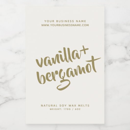 Modernes Elfenbeinsojawachs schmilzt Label Lebensmitteletikett (Einzelnes Label)