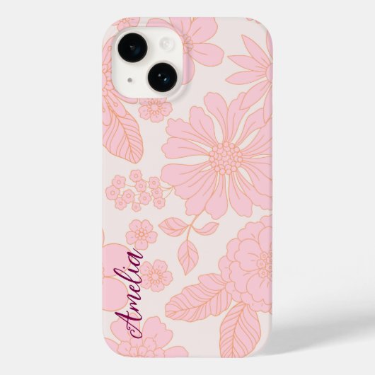Modernes Eligant Retro Line Monogramm Case-Mate iPhone Hülle (Rückseite)