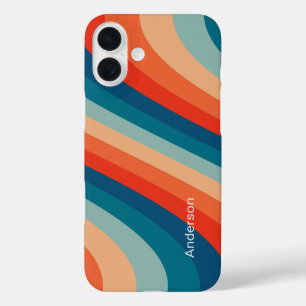 Modernes Eligant Retro Line Monogramm iPhone 16 Plus Hülle