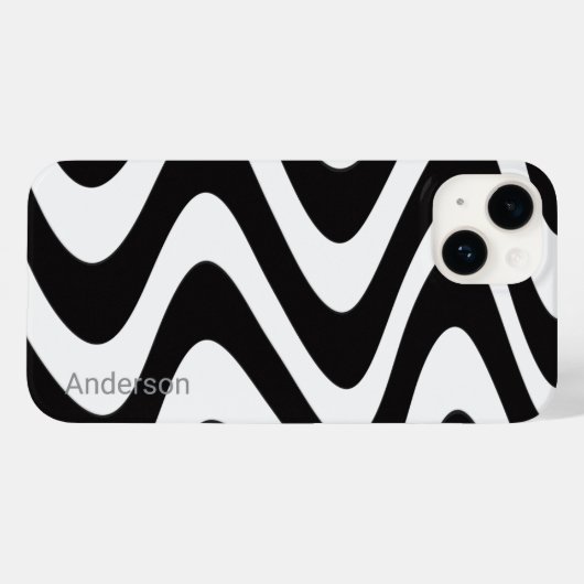 Modernes Eligant Retro Line Monogramm Case-Mate iPhone Hülle (Rückseite (Horizontal))