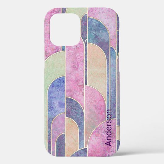 Modernes Eligant Retro Line Monogramm Case-Mate iPhone Hülle (Rückseite)