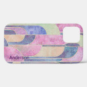 Modernes Eligant Retro Line Monogramm Case-Mate iPhone Hülle (Rückseite (Horizontal))