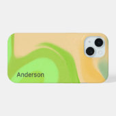 Modernes Eligant Retro Line Monogramm iPhone 15 Hülle (Rückseite (Horizontal))