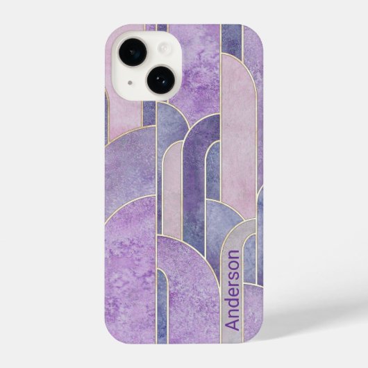 Modernes Eligant Retro Line Monogramm iPhone Hülle (Rückseite)